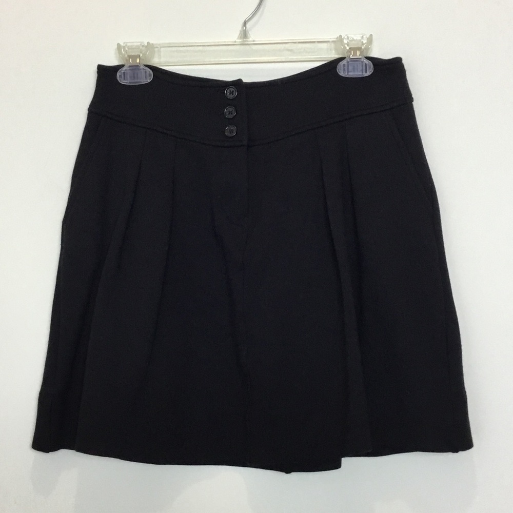 Banana Republic Black Pleated Mini Skirt with Front Buttons